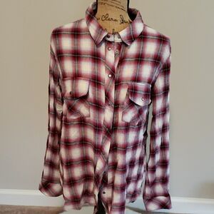 KUT Vibrant Red Plaid Shirt XL